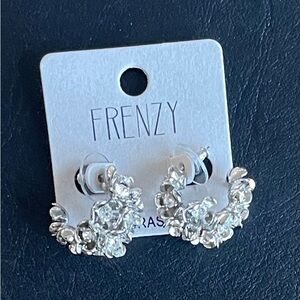 Frenzy Silver Floral Earrings. Fashion Jewelry.